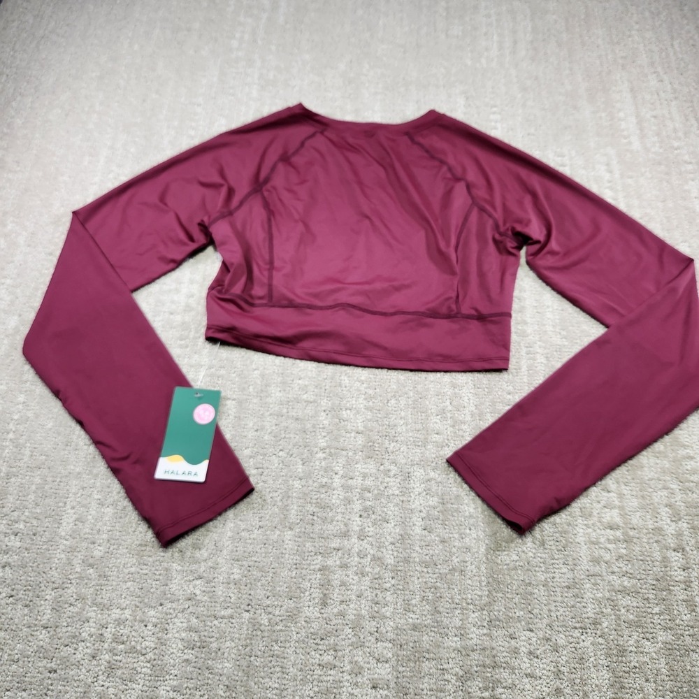 Halara Crop Top Shirt Women XL Yoga Thumbhole Running Training Stretch NEW